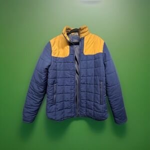 Nomad Par & Flow Men's Quilted Puffer Jacket Blue Mustard Insulated XL - READ